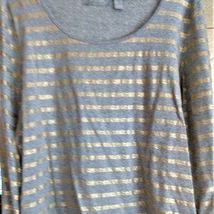 LIZ CLAIBORN SCOOP NECK LONG SLEEVE PULOVER TOP SIZE LARGE